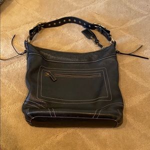 COACH LEATHER Black Duffle HOBO SHOULDER Bag